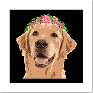 Golden Retriever with a crown Posters and Art